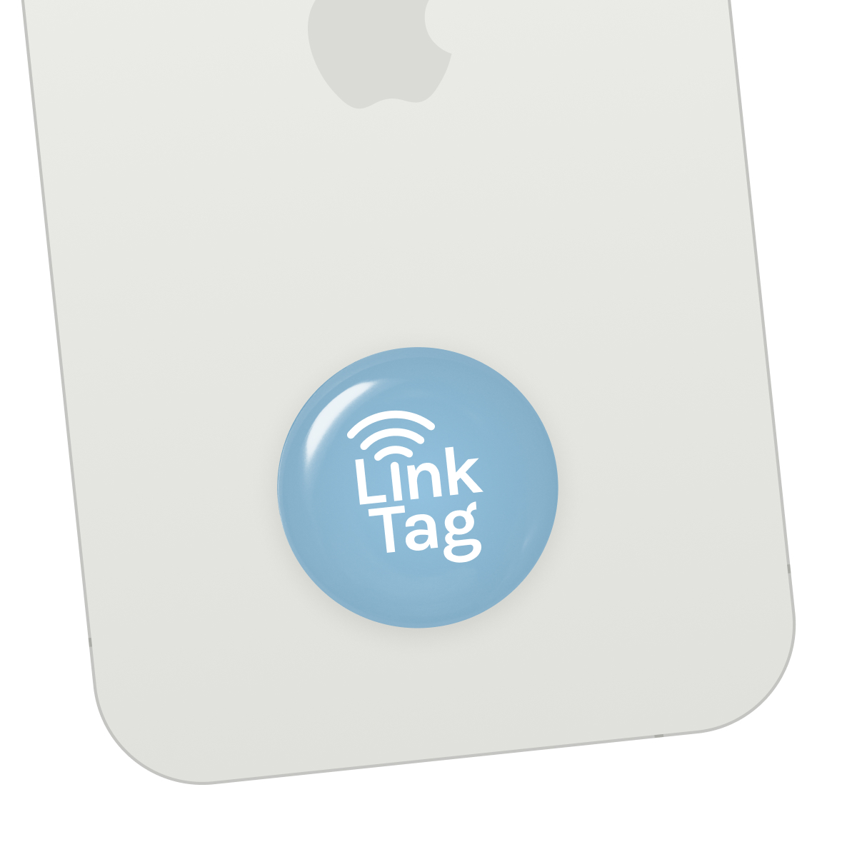 LinkTag Light Blue Sticker on Phone